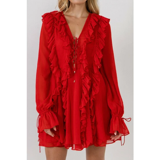 Endless Rose Chiffon Ruffled Mini Dress Dresses Red - Image 5