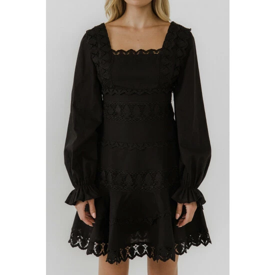 Endless Rose Square Neckline Lace Trim Dress Dresses White - Image 2