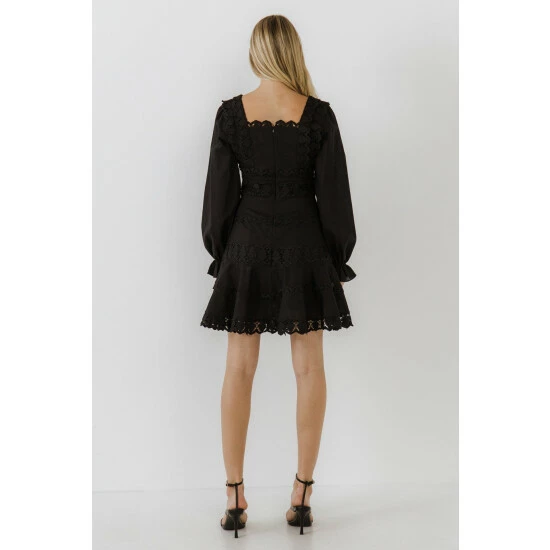 Endless Rose Square Neckline Lace Trim Dress Dresses White - Image 3