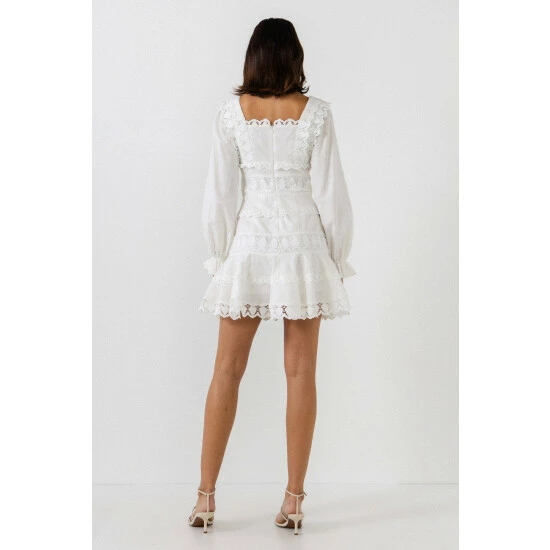 Endless Rose Square Neckline Lace Trim Dress Dresses White - Image 6