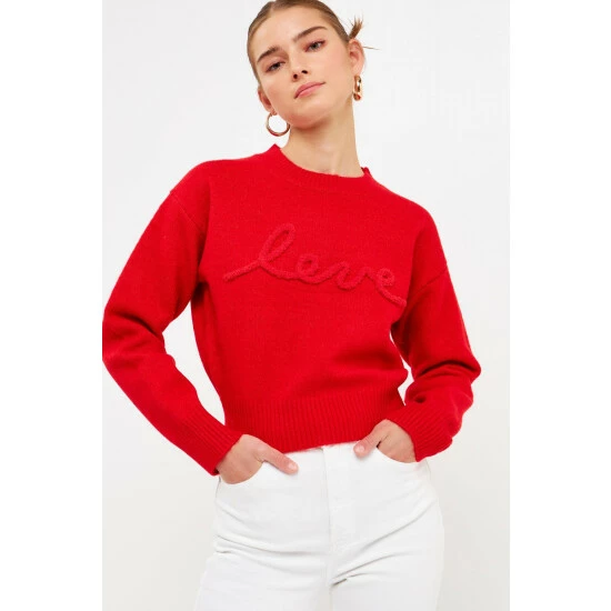 Endless Rose Love Chenille Embroidered Plush Sweater Sweatshirts & Sweaters - Image 2