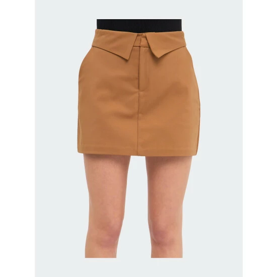 Endless Rose Fold Waist Mini Skort Shorts White - Image 4