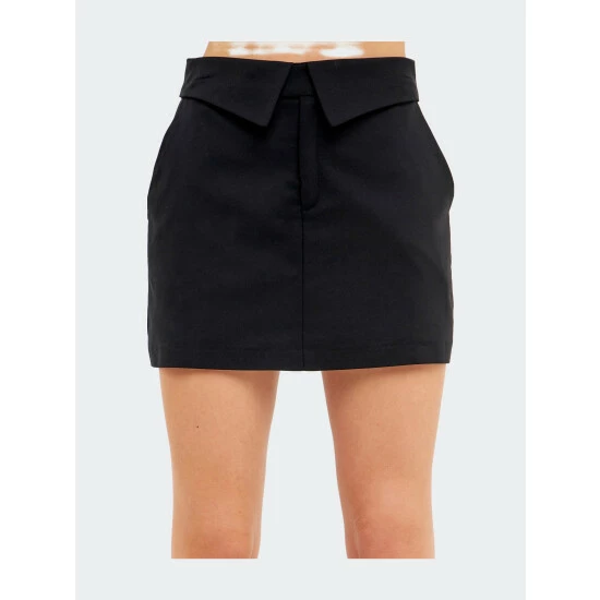 Endless Rose Fold Waist Mini Skort Shorts White - Image 9