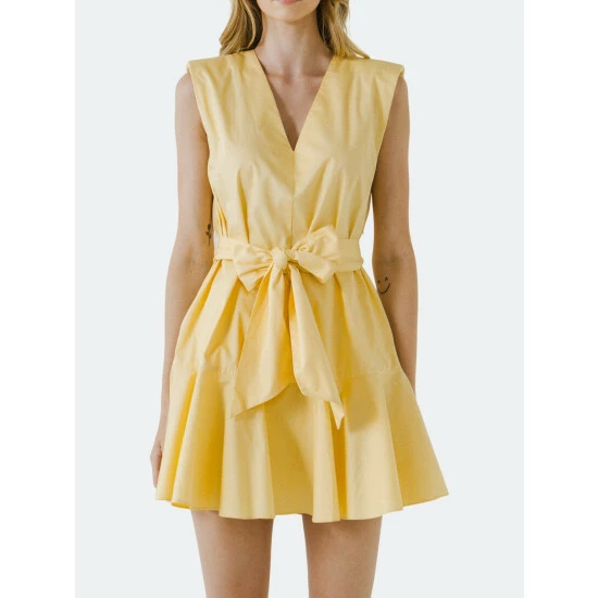 Endless Rose V-neckline Sleeveless Mini Dress Dresses Yellow - Image 5