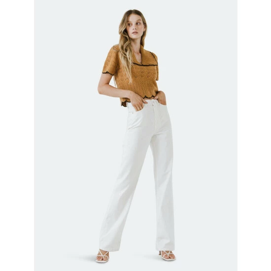 Endless Rose Short Puff Sleeve Scalloped Knit Top Tops Dusty Rose - Image 5