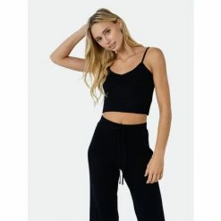 Endless Rose Knit Cami Crop Top Tops Black