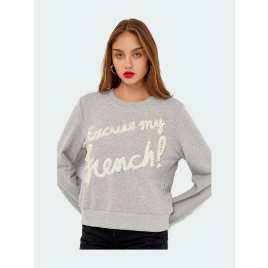 Endless Rose Excuse My French Sweatshirt Sweatshirts & Sweaters Heather Grey - Image 4