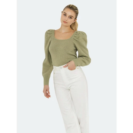 Endless Rose Puff Sleeve Sweater Sweatshirts & Sweaters Dusty Pink