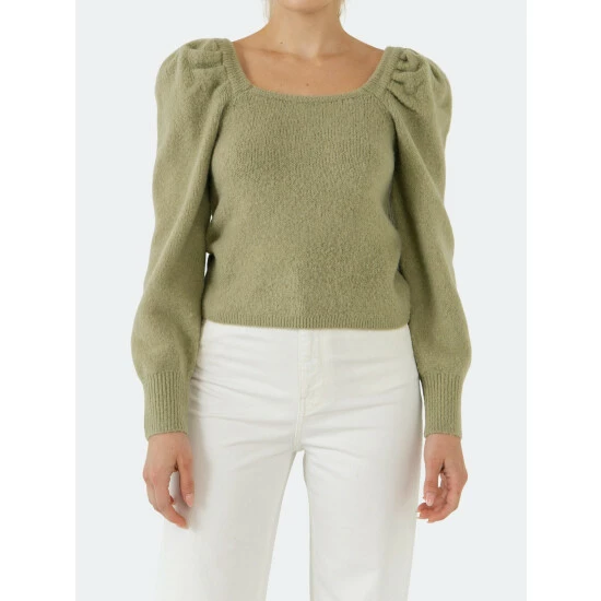 Endless Rose Puff Sleeve Sweater Sweatshirts & Sweaters Dusty Pink - Image 5