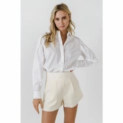 Endless Rose Waist Band Detail Shorts Cream