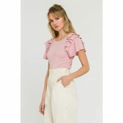 Endless Rose Shoulder Ruffle Top Tops Purple -Endless Rose Shop unnamed file 2132