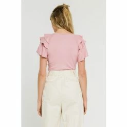 Endless Rose Shoulder Ruffle Top Tops Purple -Endless Rose Shop unnamed file 2133