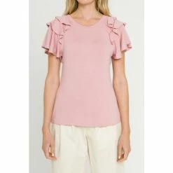 Endless Rose Shoulder Ruffle Top Tops Purple -Endless Rose Shop unnamed file 2134