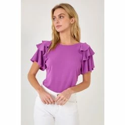 Endless Rose Shoulder Ruffle Top Tops Purple -Endless Rose Shop unnamed file 2135