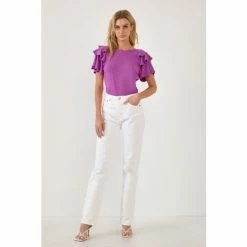Endless Rose Shoulder Ruffle Top Tops Purple -Endless Rose Shop unnamed file 2136