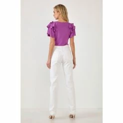 Endless Rose Shoulder Ruffle Top Tops Purple -Endless Rose Shop unnamed file 2138