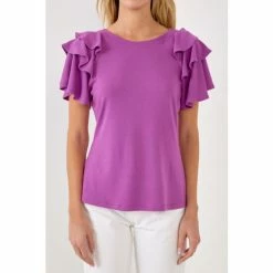 Endless Rose Shoulder Ruffle Top Tops Purple -Endless Rose Shop unnamed file 2139