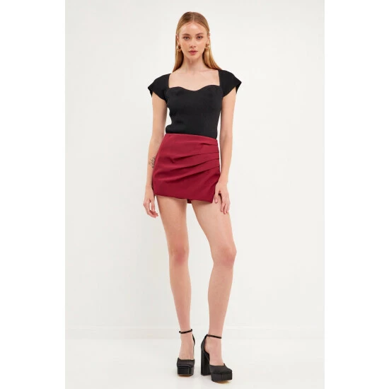 Endless Rose Pleated Detail Skort Bottoms Black - Image 2