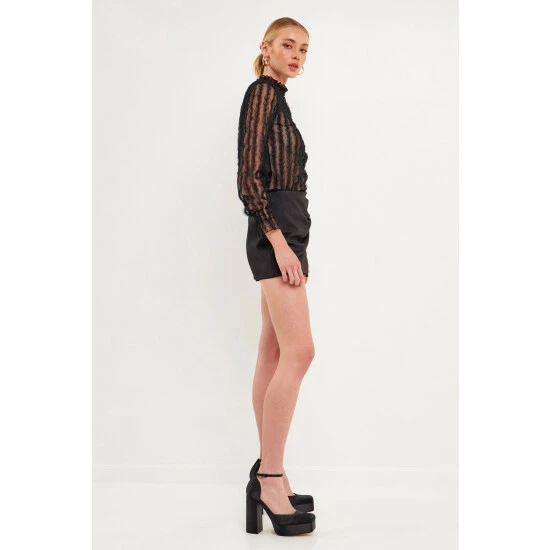Endless Rose Pleated Detail Skort Bottoms Black - Image 7