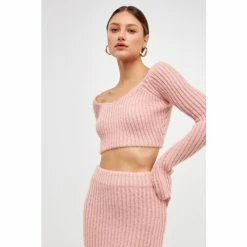 Endless Rose Cropped Knit Sweater Sweatshirts & Sweaters Mauve