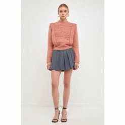 Endless Rose Chunky Wool Knit Detailed Sweater Sweatshirts & Sweaters Dusty Rose