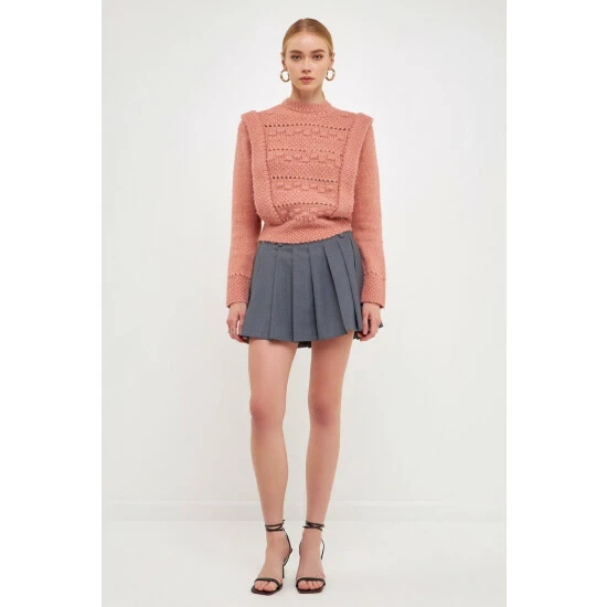 Endless Rose Chunky Wool Knit Detailed Sweater Sweatshirts & Sweaters Dusty Rose