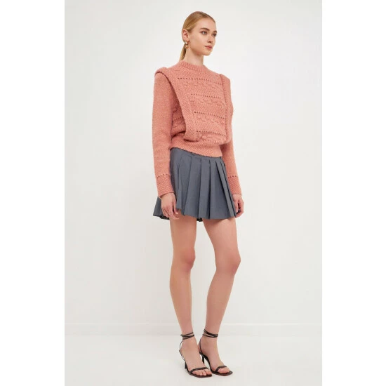 Endless Rose Chunky Wool Knit Detailed Sweater Sweatshirts & Sweaters Dusty Rose - Image 2
