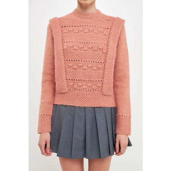 Endless Rose Chunky Wool Knit Detailed Sweater Sweatshirts & Sweaters Dusty Rose - Image 5