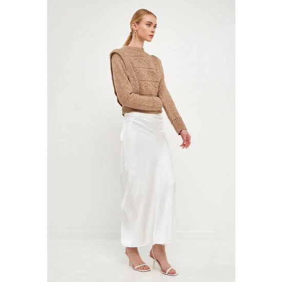 Endless Rose Chunky Wool Knit Detailed Sweater Sweatshirts & Sweaters Dusty Rose - Image 7