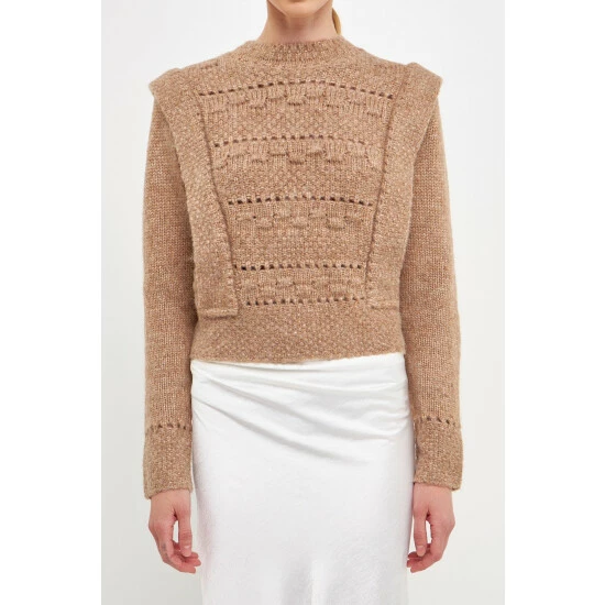Endless Rose Chunky Wool Knit Detailed Sweater Sweatshirts & Sweaters Dusty Rose - Image 9