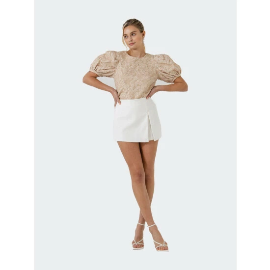 Endless Rose Texture Puff Sleeve Top Tops Black - Image 2