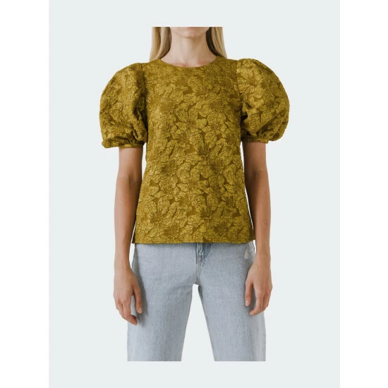 Endless Rose Texture Puff Sleeve Top Tops Black - Image 5