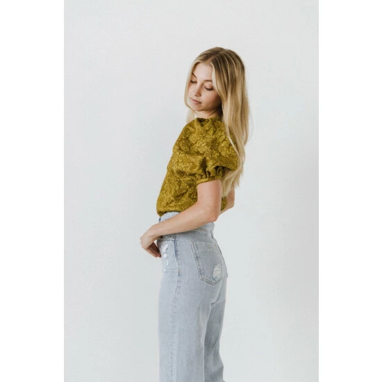 Endless Rose Texture Puff Sleeve Top Tops Black - Image 7