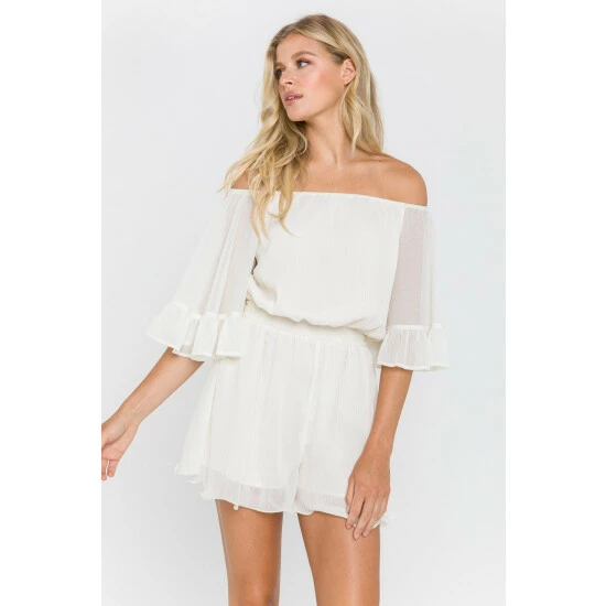 Endless Rose Ruffled Sleeve Romper Jumpsuits & Rompers Yellow