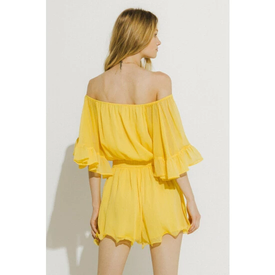 Endless Rose Ruffled Sleeve Romper Jumpsuits & Rompers Yellow - Image 6