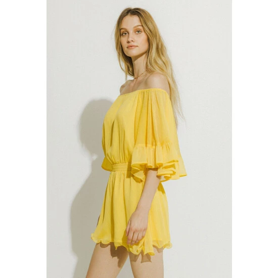 Endless Rose Ruffled Sleeve Romper Jumpsuits & Rompers Yellow - Image 7