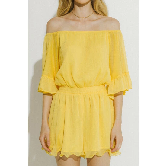 Endless Rose Ruffled Sleeve Romper Jumpsuits & Rompers Yellow - Image 8