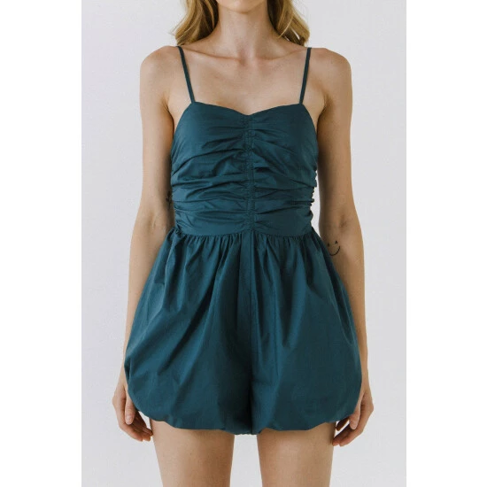 Endless Rose Shirred Blouson Romper Jumpsuits & Rompers Emerald - Image 3