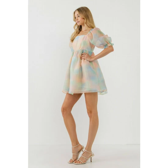 Endless Rose Ombre Puff Mini Dress Dresses Multicolor - Image 3