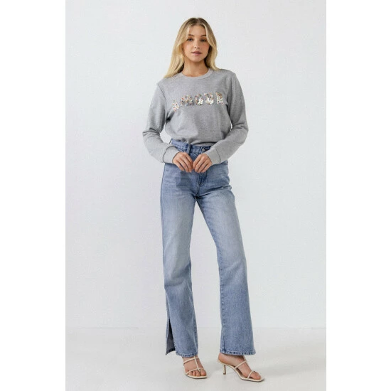 Endless Rose Sequins & Beads Letter Sweatshirt Sweatshirts & Sweaters Emerald - Image 3