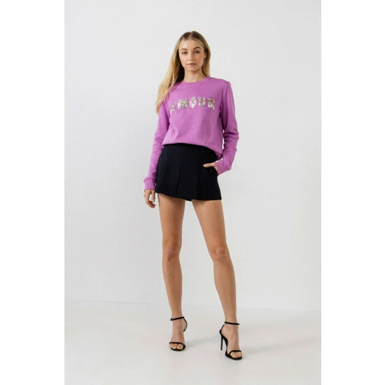 Endless Rose Sequins & Beads Letter Sweatshirt Sweatshirts & Sweaters Emerald - Image 5