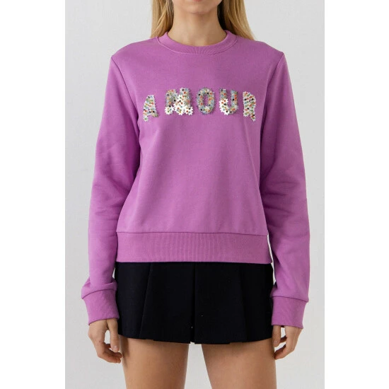 Endless Rose Sequins & Beads Letter Sweatshirt Sweatshirts & Sweaters Emerald - Image 6