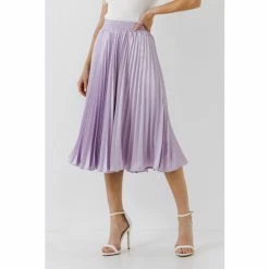 Endless Rose Pleated Satin Skirt Skirts Lilac