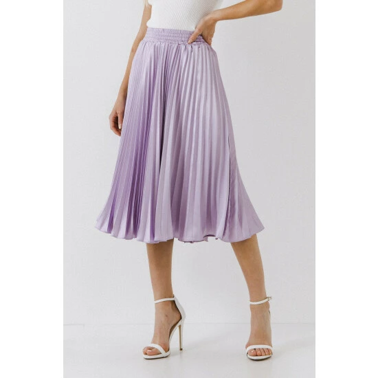 Endless Rose Pleated Satin Skirt Skirts Lilac