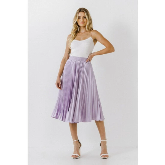 Endless Rose Pleated Satin Skirt Skirts Lilac - Image 2