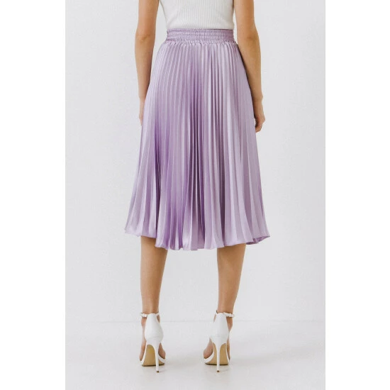 Endless Rose Pleated Satin Skirt Skirts Lilac - Image 4
