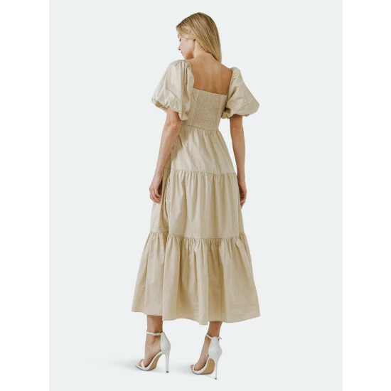 Endless Rose Ruched Corset Maxi Dress Dresses Beige - Image 3