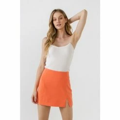 Endless Rose Slit Detail Mini Skirt Skirts Orange