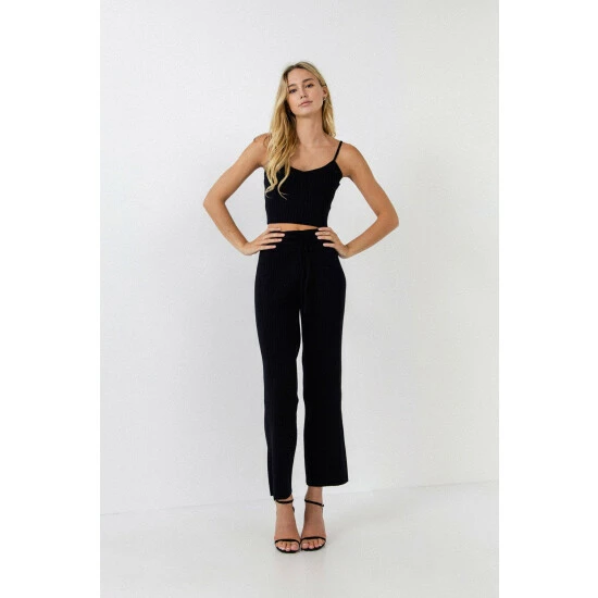 Endless Rose Banded Knit Lounge Pants Black 2 Endless Rose Banded Knit Lounge Pants Black - Image 2