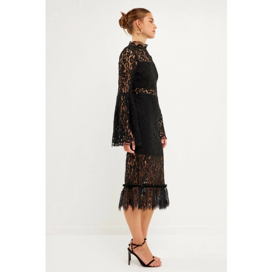 Endless Rose Cut Out Lace Midi Dress Dresses Black - Image 3